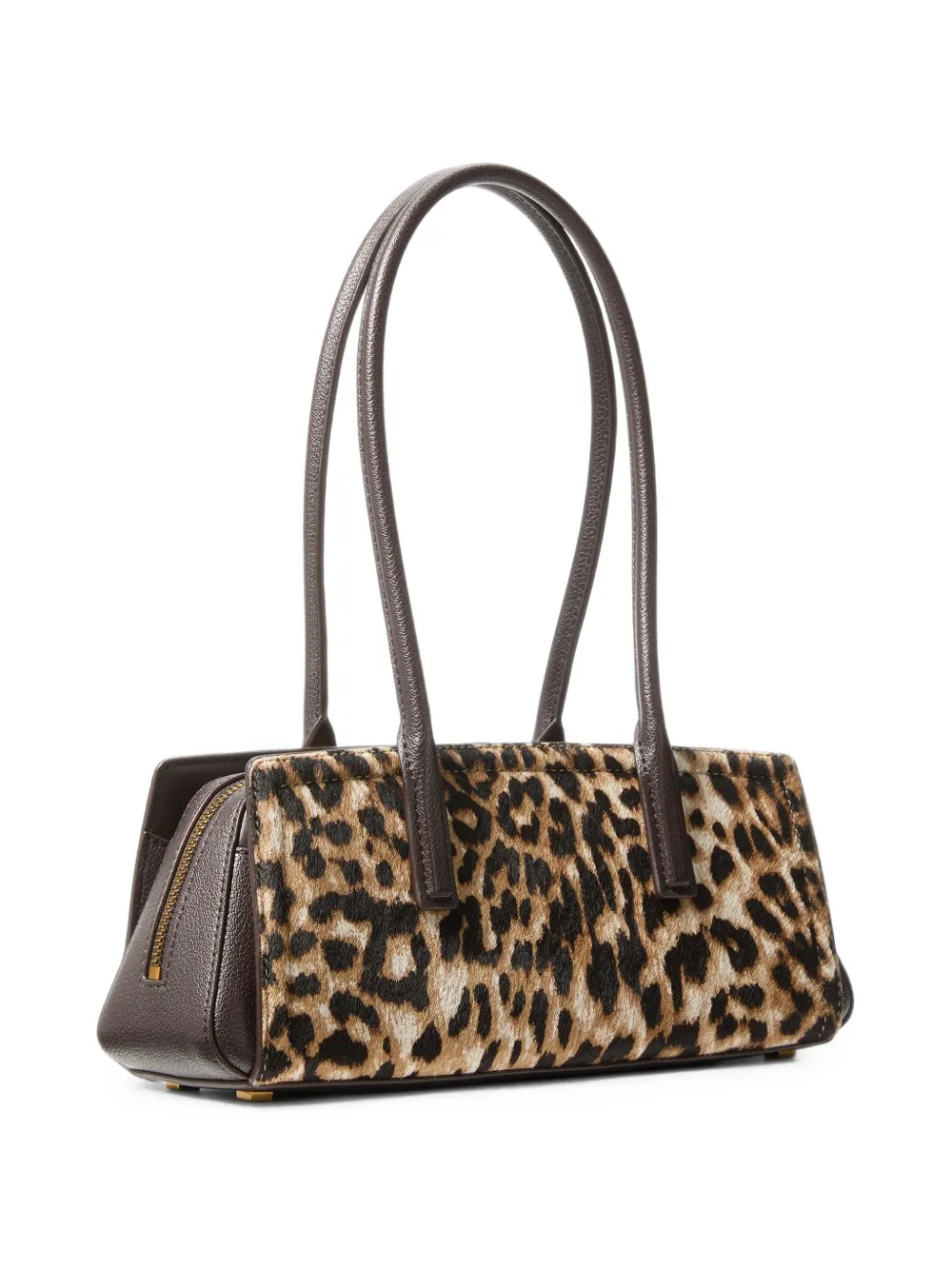 Michael Kors Laila kleine kalfsleren schoudertas met luipaardprint Bruin