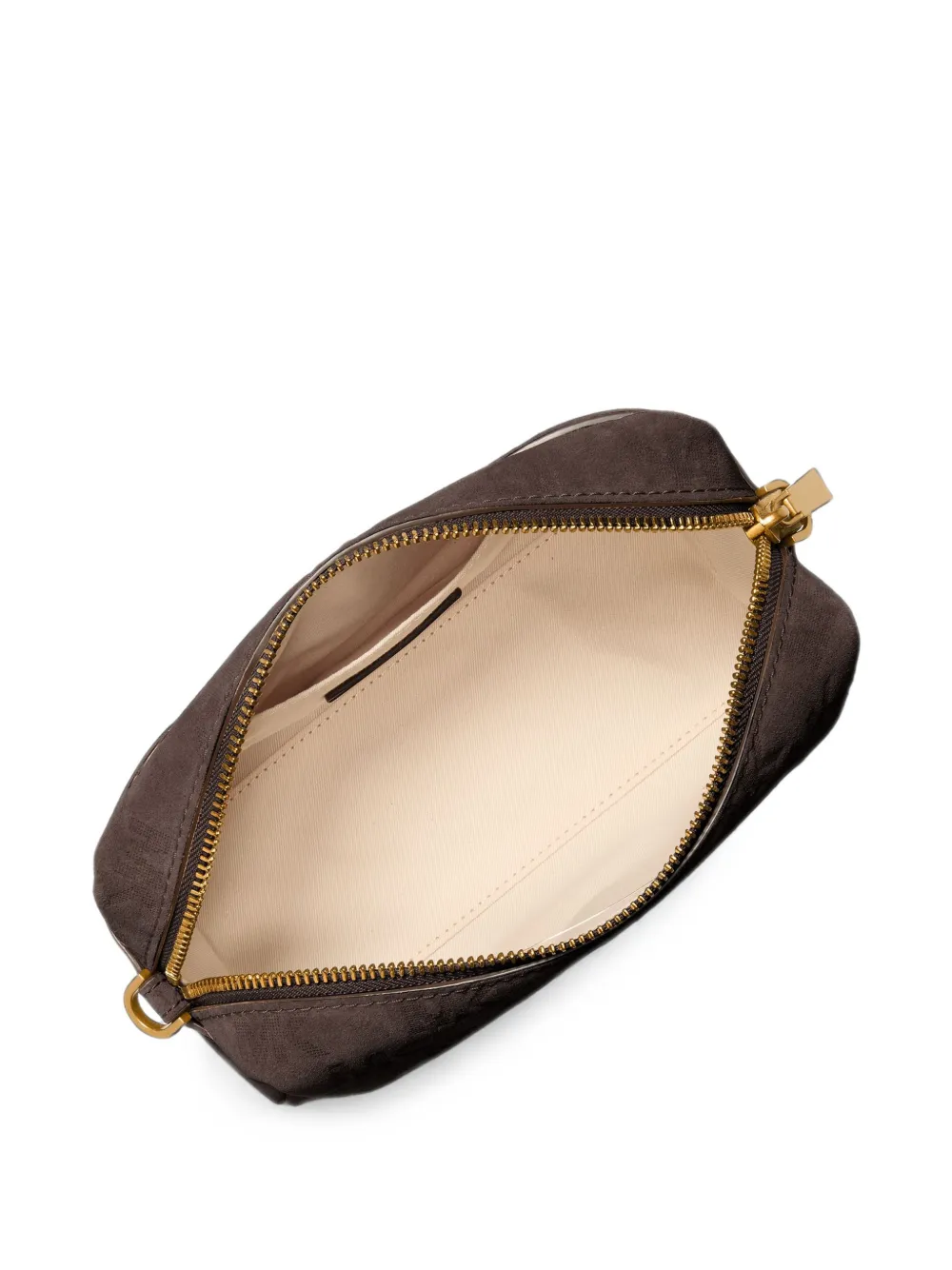 Michael Kors Bryant kleine suède verstelbare crossbodytas met logo-reliëf Bruin