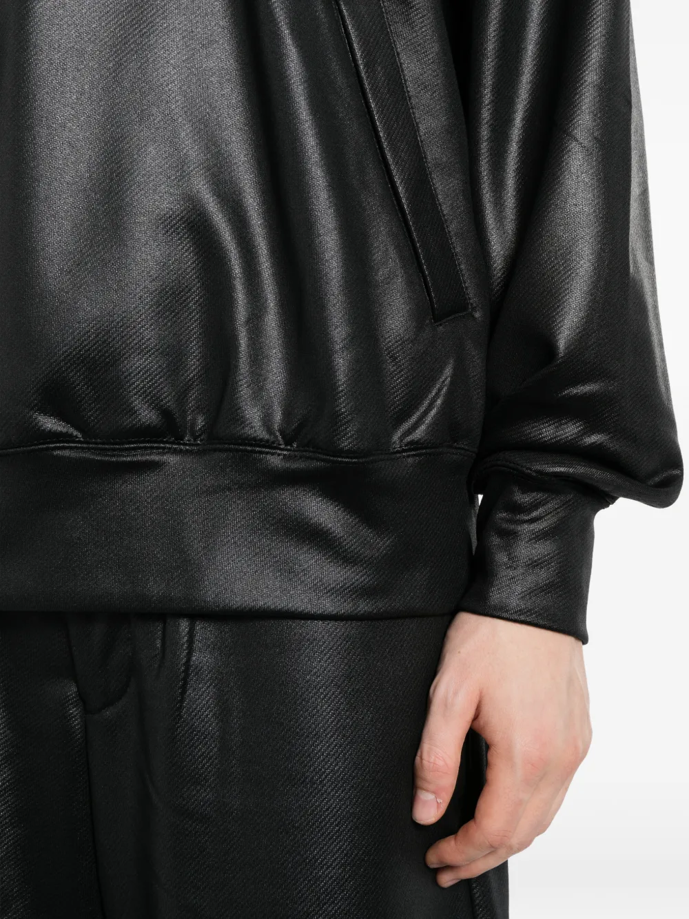 Comme des Garçons Homme Plus coated hoodie Zwart