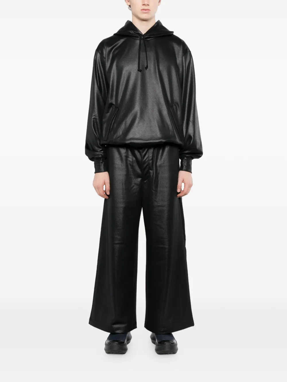Comme des Garçons Homme Plus coated hoodie Zwart