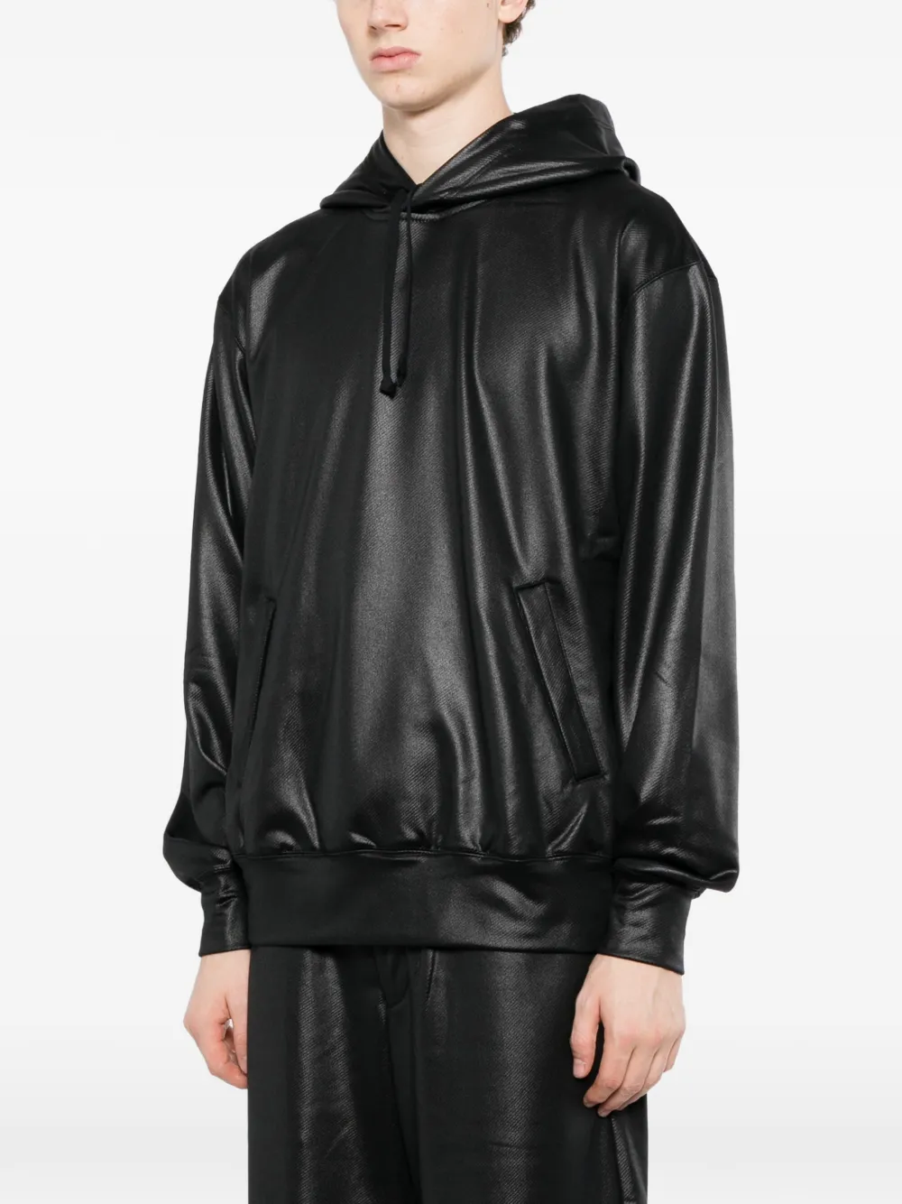 Comme des Garçons Homme Plus coated hoodie Zwart