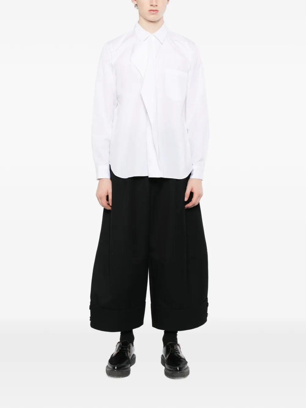 Comme des Garçons Homme Plus Popeline overhemd met gedrapeerd detail Wit