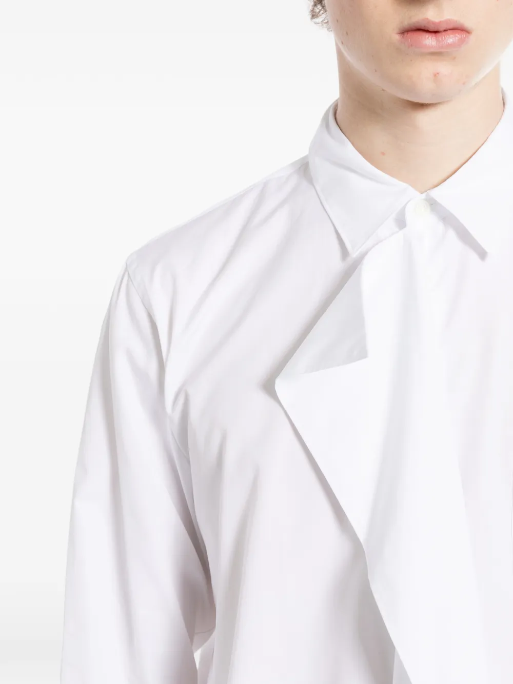 Comme des Garçons Homme Plus Popeline overhemd met gedrapeerd detail Wit