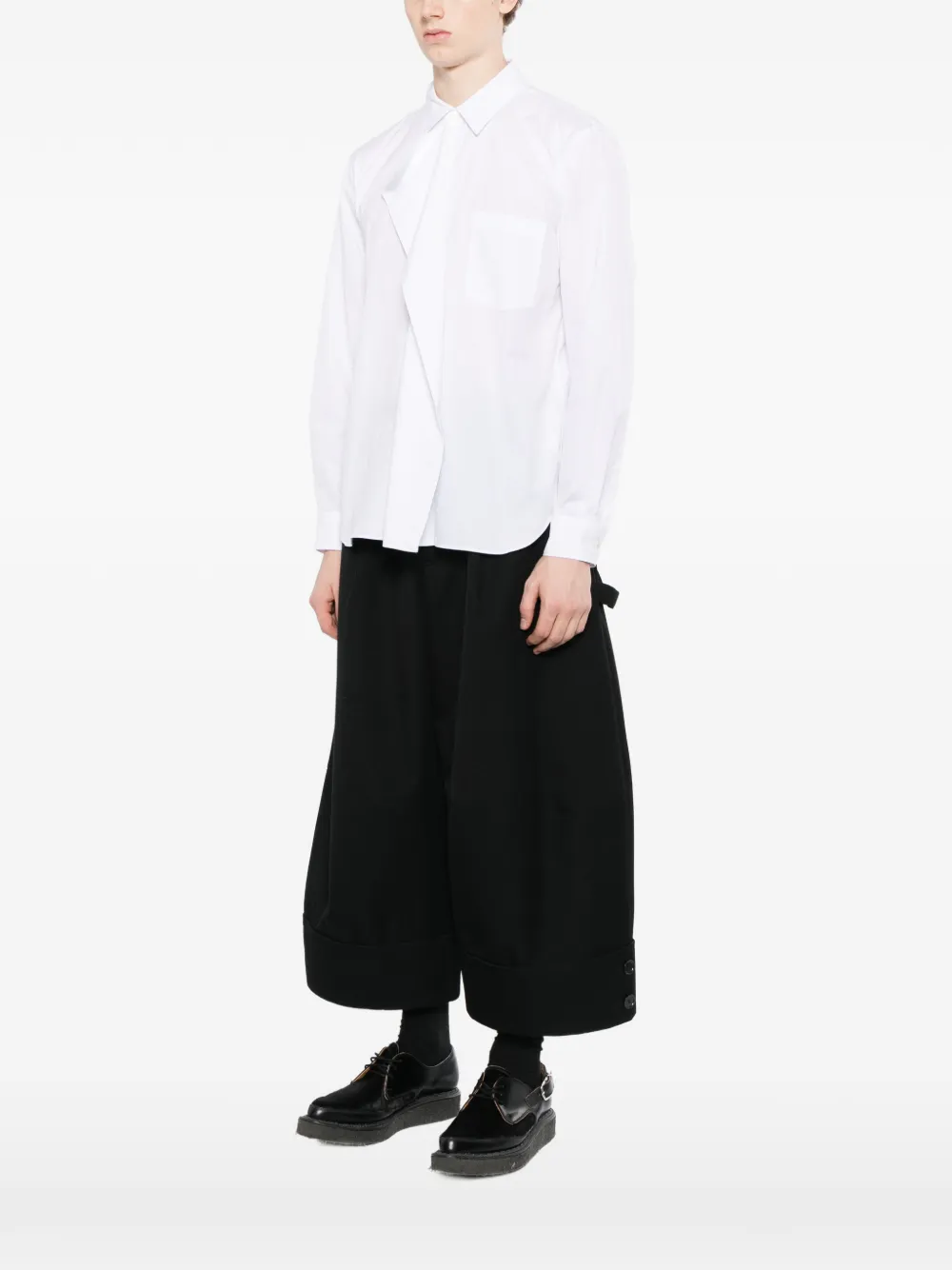 Comme des Garçons Homme Plus Popeline overhemd met gedrapeerd detail Wit