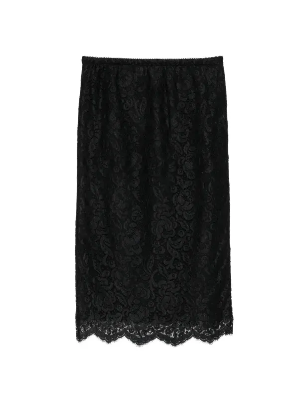 Marie Adam-Leenaerdt Lace-overlay Midi Skirt in Black