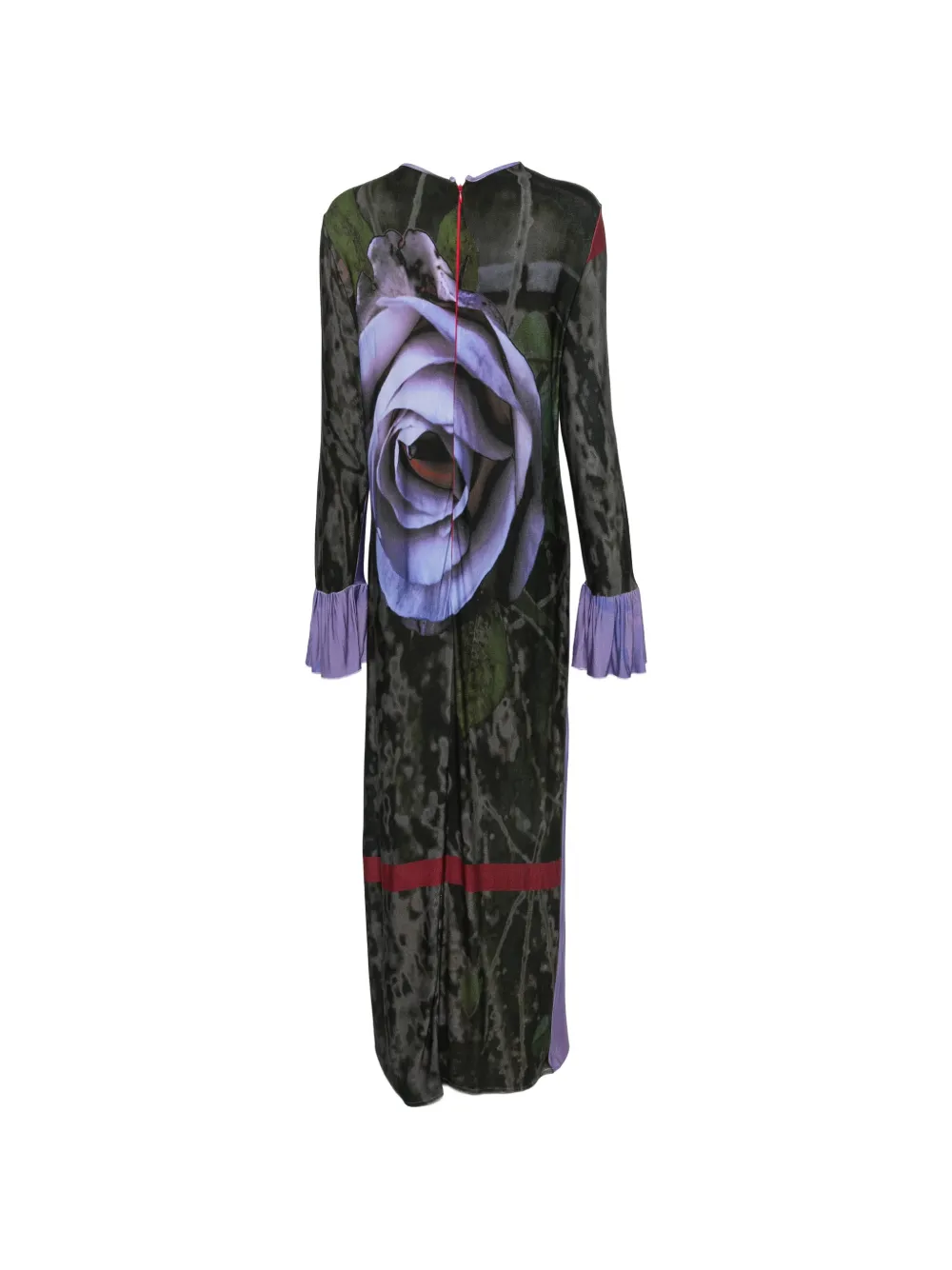 Barbara Bologna Maxi-jurk met bloemen-print en manchetten met ruches Paars
