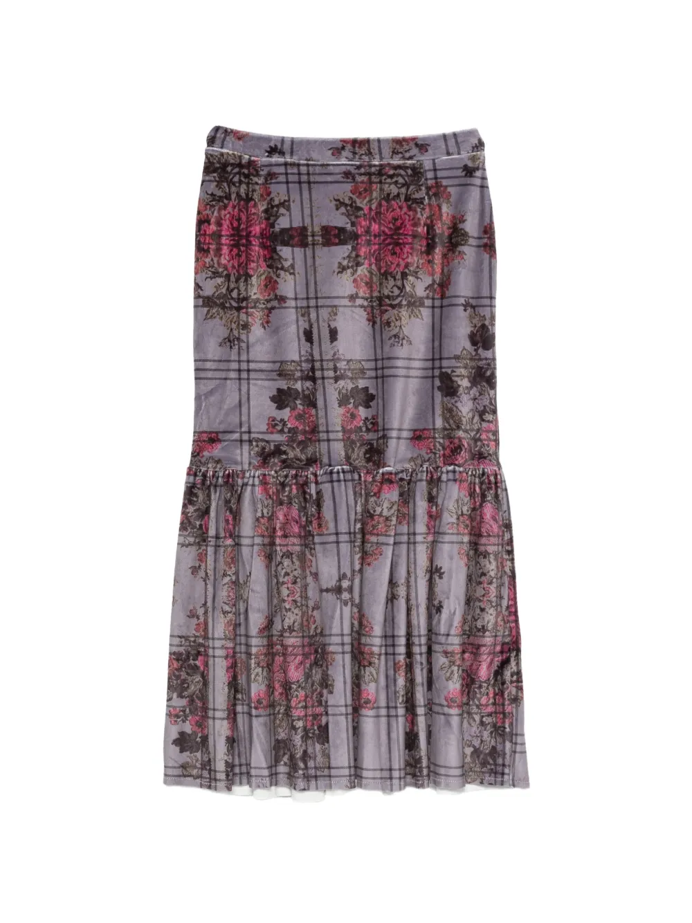 Barbara Bologna Floral-print Ruffled Midi Skirt In 그레이