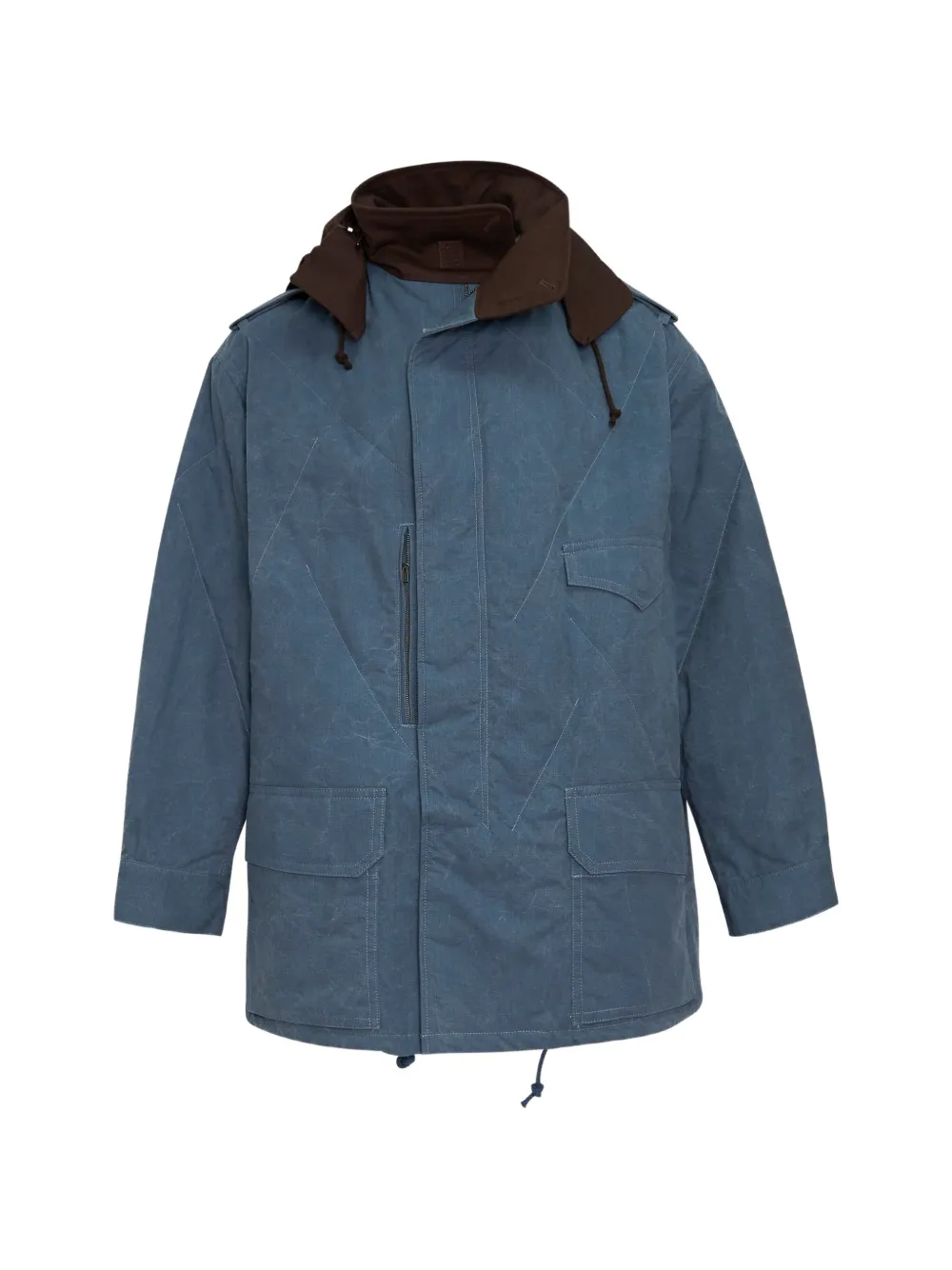 Yohji Yamamoto hooded ripstop coat - Blu