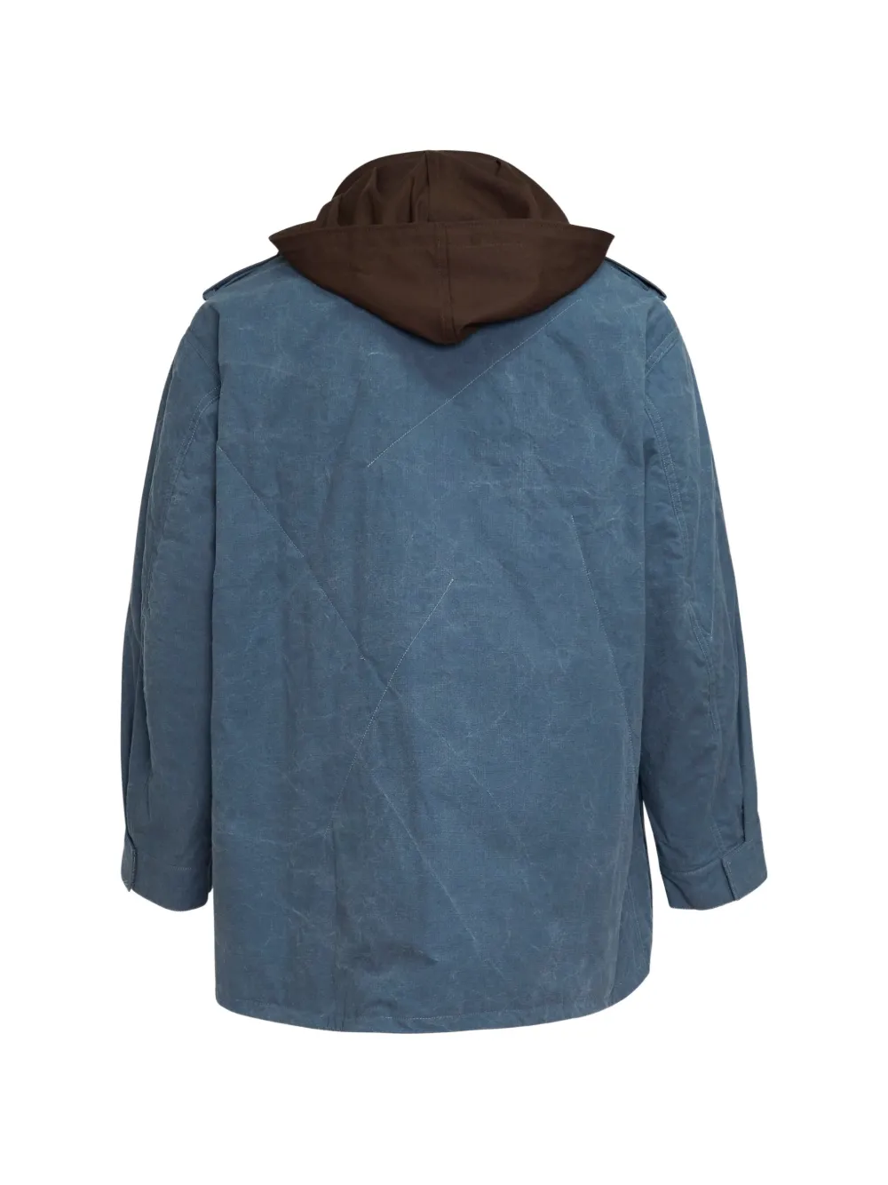 Yohji Yamamoto Ripstop jas met capuchon Blauw