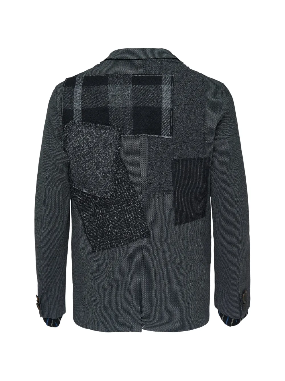Junya Watanabe MAN Jack met gekerfde revers en patchwork Grijs