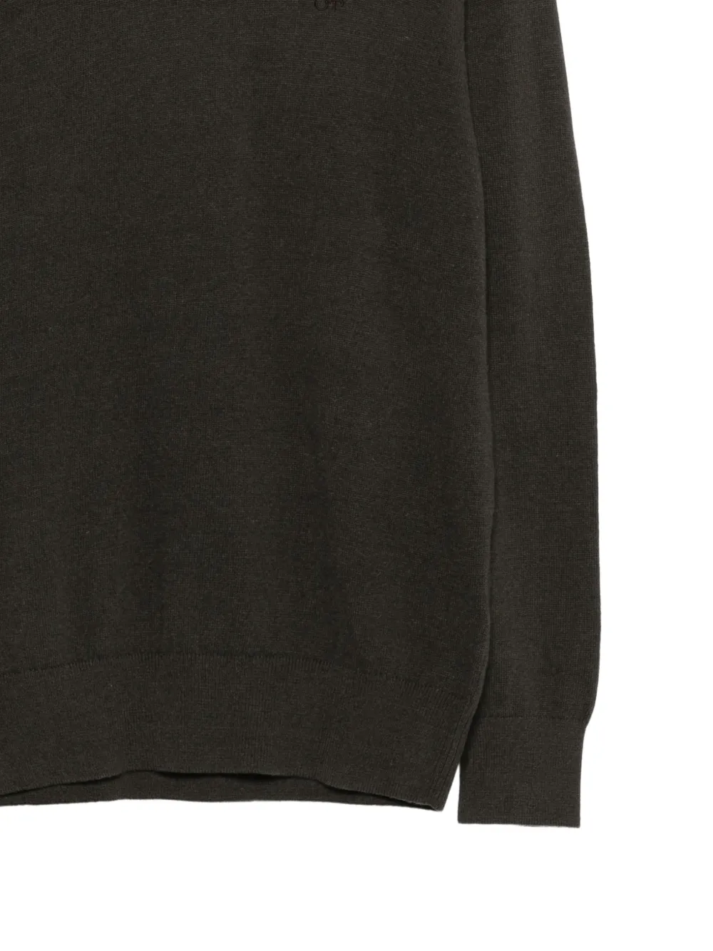 Marc O'Polo Trui met geborduurd logo en ronde hals Bruin