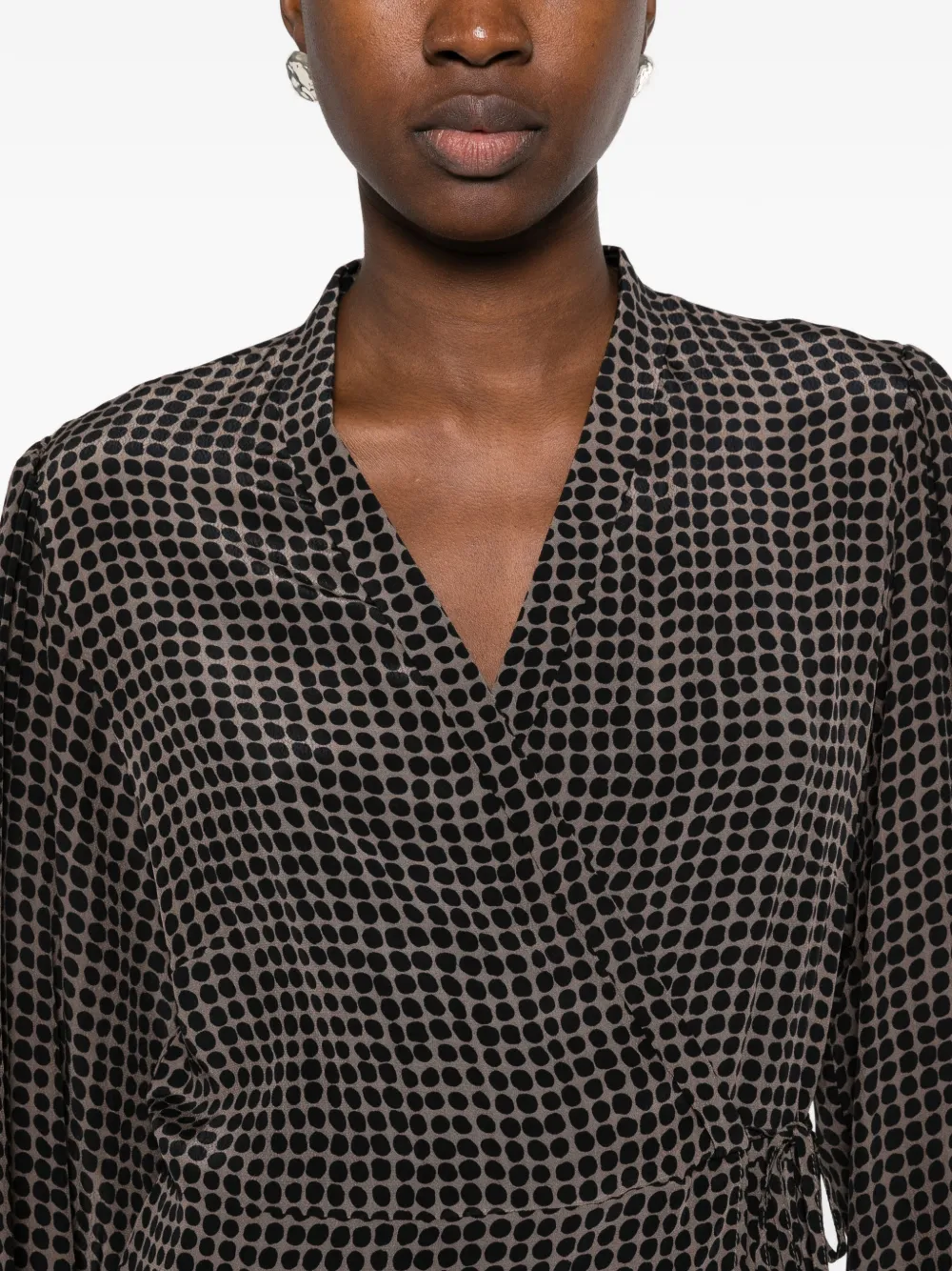 Marc O'Polo polka-dot wrap midi dress Bruin