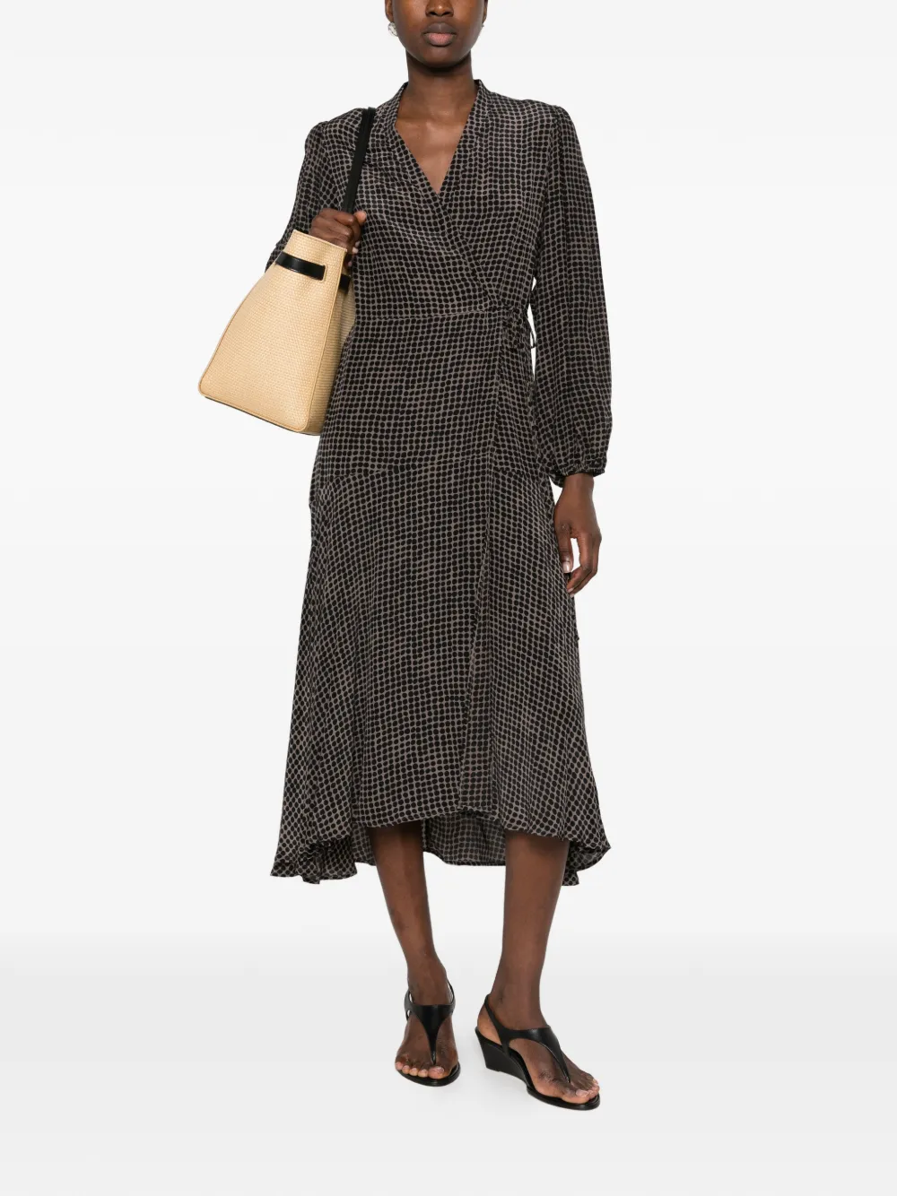 Marc O'Polo polka-dot wrap midi dress Bruin