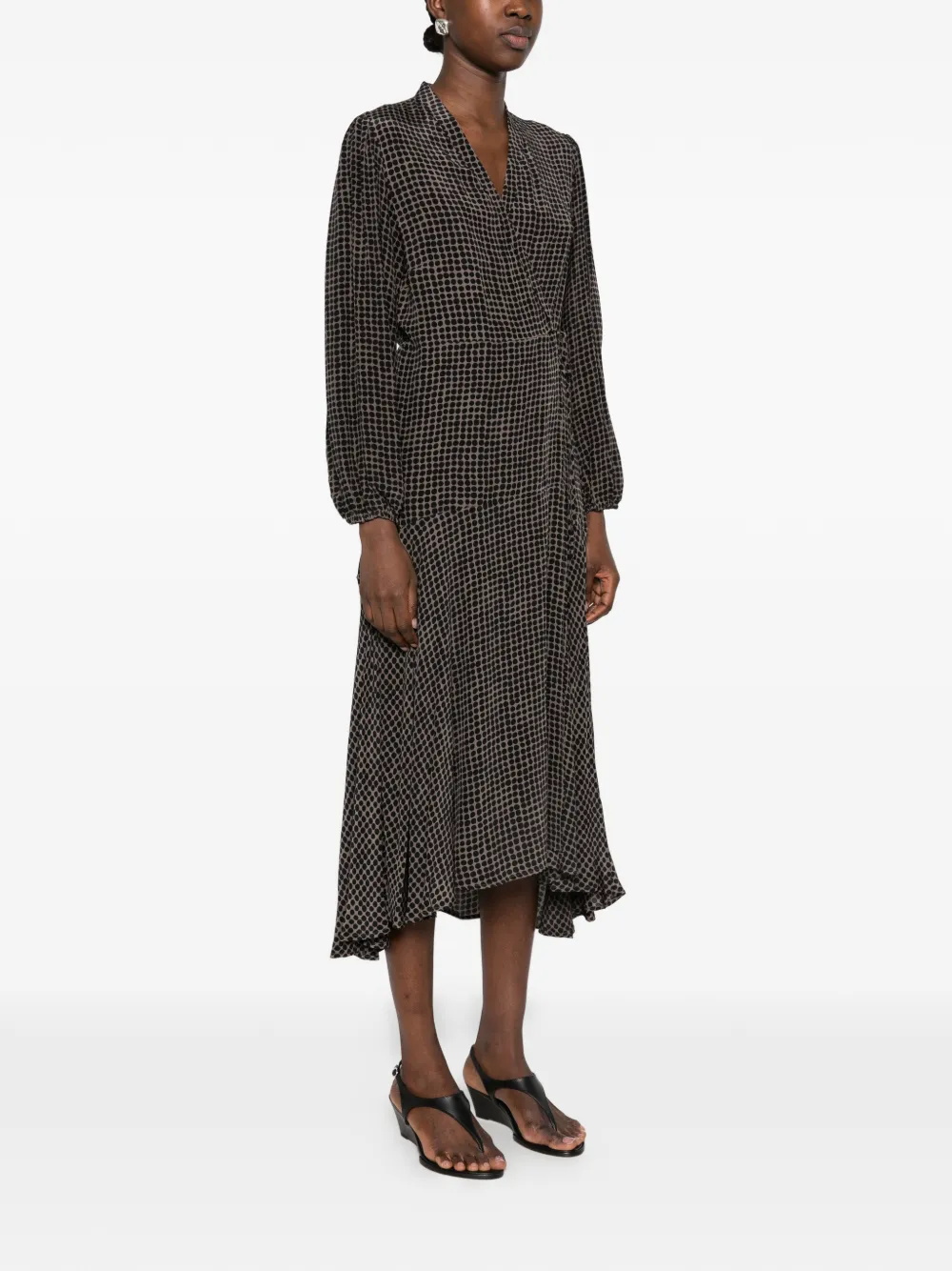 Marc O'Polo polka-dot wrap midi dress Bruin