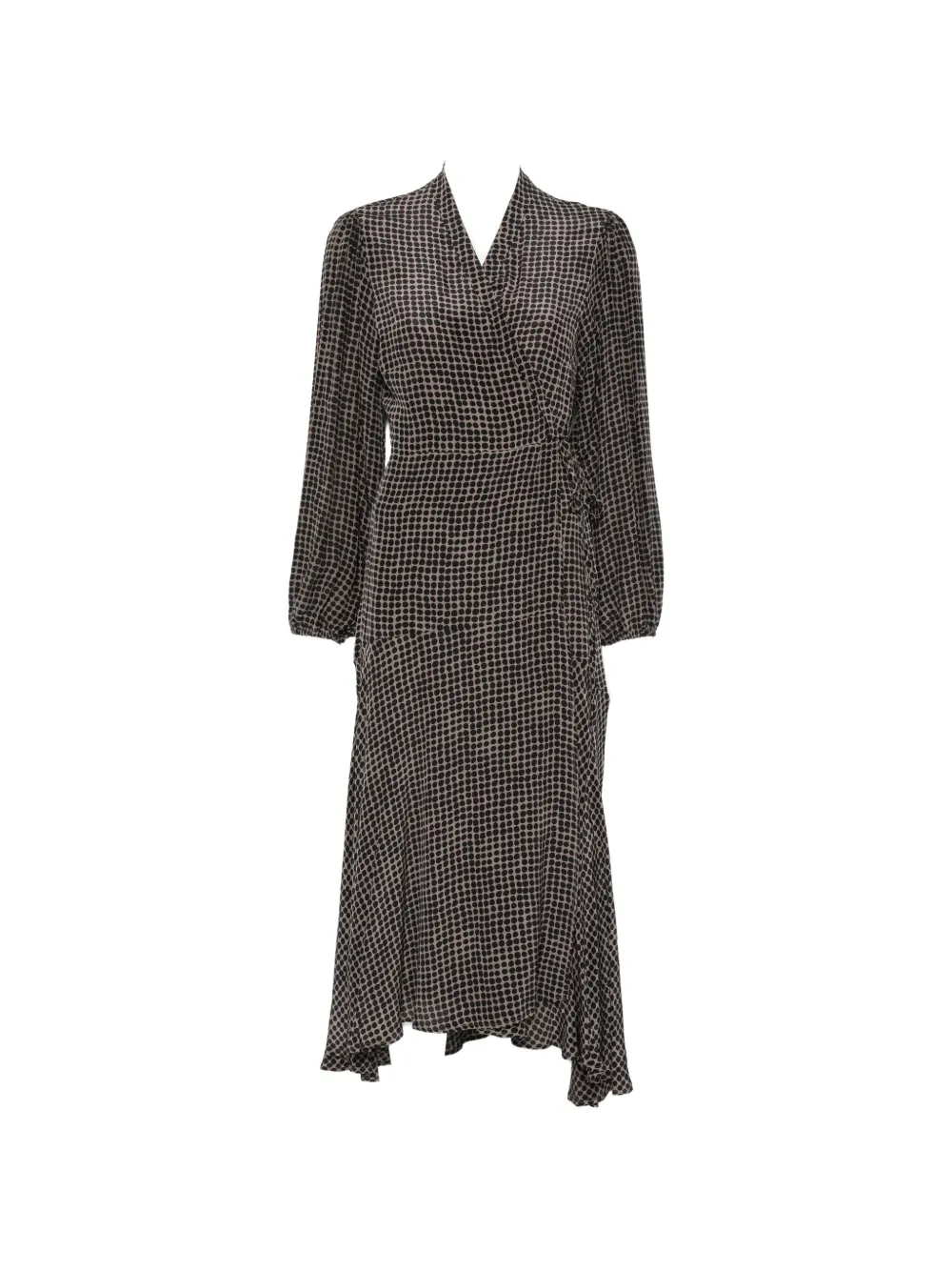 Marc O'Polo polka-dot wrap midi dress - Brown