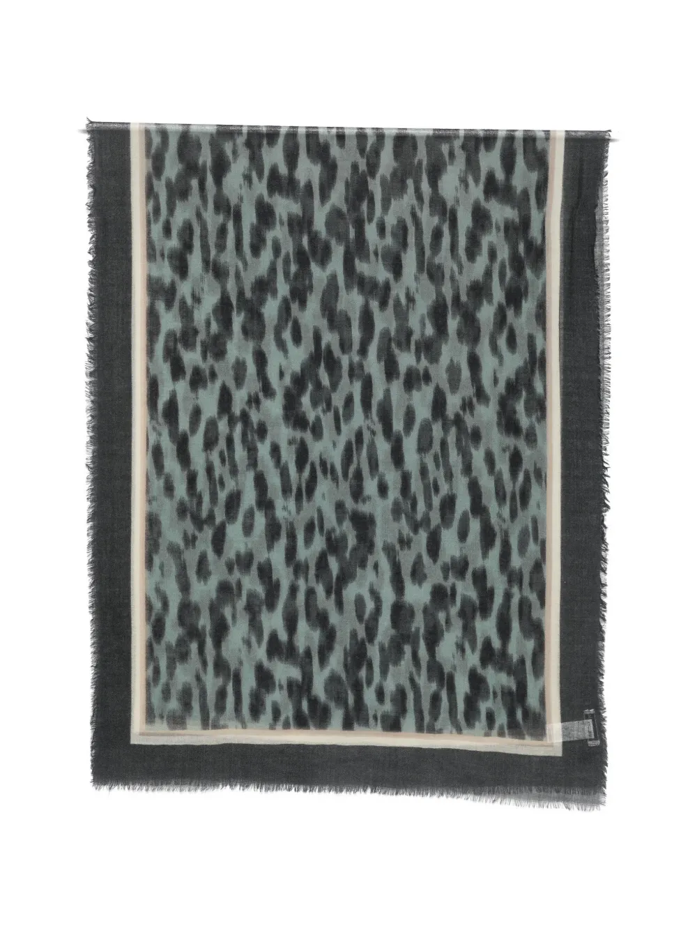 Marc O'Polo leopard-print fringed scarf - Verde