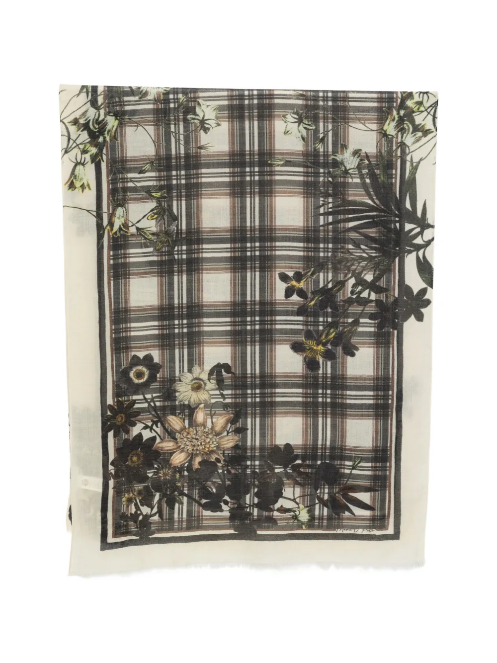 Marc O'Polo floral check-print scarf - Toni neutri