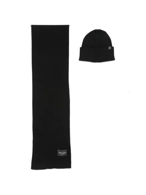 Marc O'Polo ribbed-knit logo-patch scarf and beanie hat set