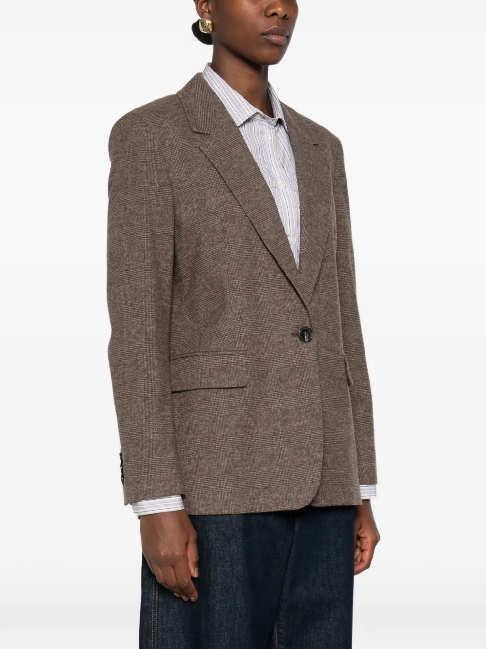 Marc O'Polo check-pattern single-breasted blazer Bruin