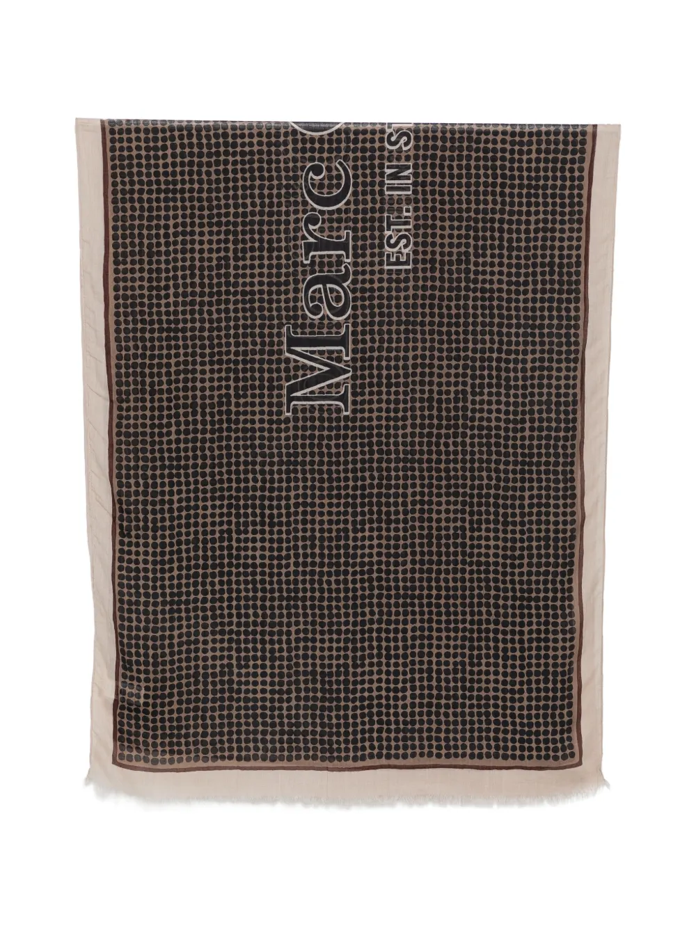 Marc O'Polo polka-dot logo-print scarf - Marrone