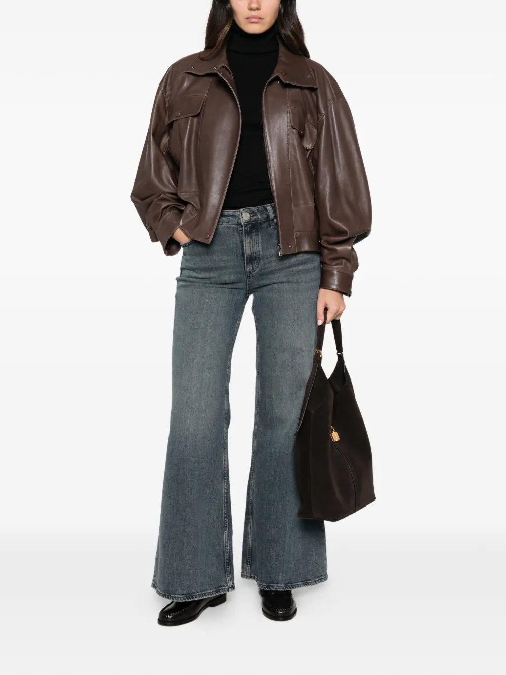 Marc O'Polo ribbed-knit turtleneck sweater Zwart