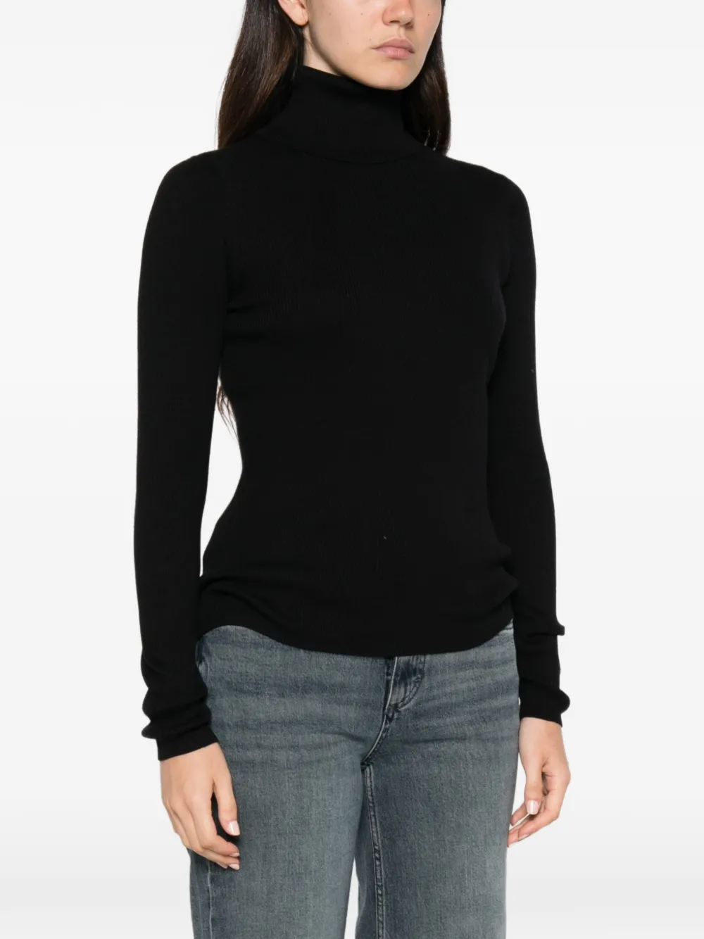 Marc O'Polo ribbed-knit turtleneck sweater Zwart