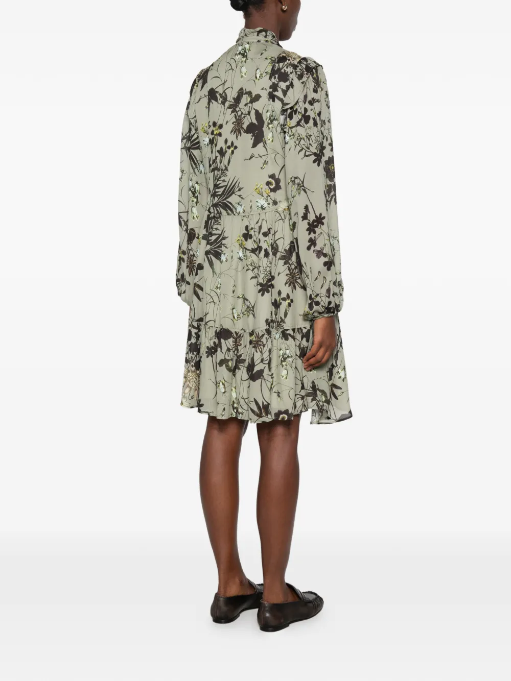 Marc O'Polo Mini-jurk met bloemenprint en ruches Groen