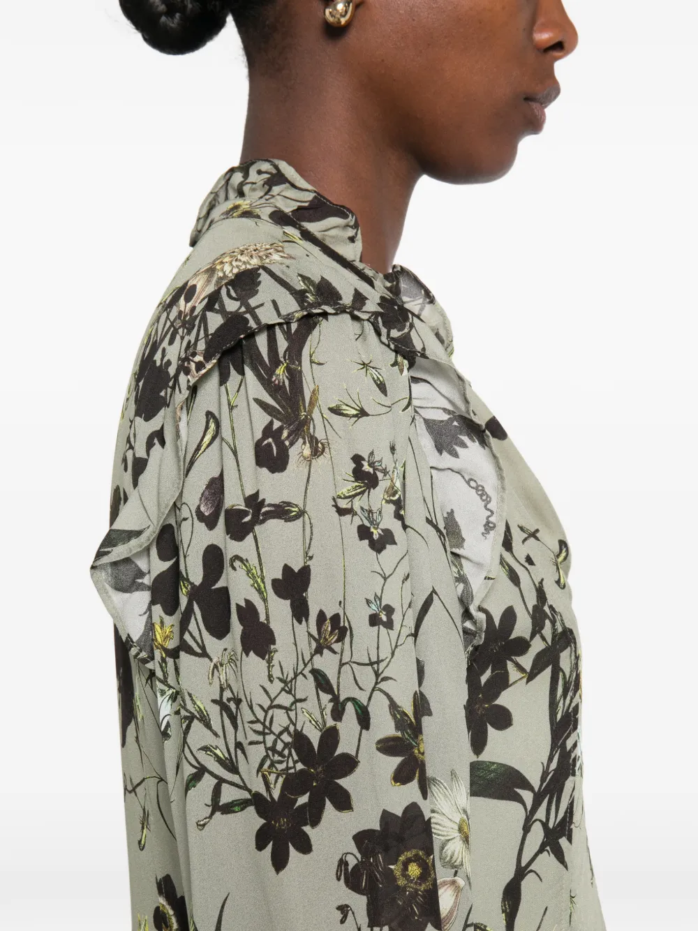 Marc O'Polo Mini-jurk met bloemenprint en ruches Groen