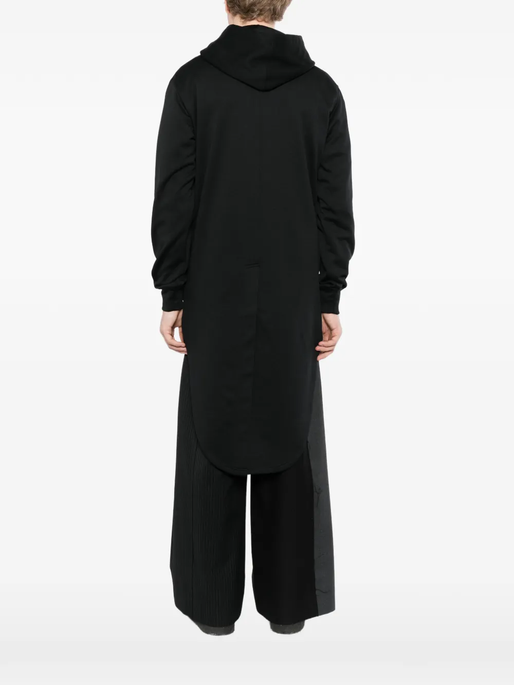 Comme des Garçons Homme Plus asymmetric-hem hoodie Zwart