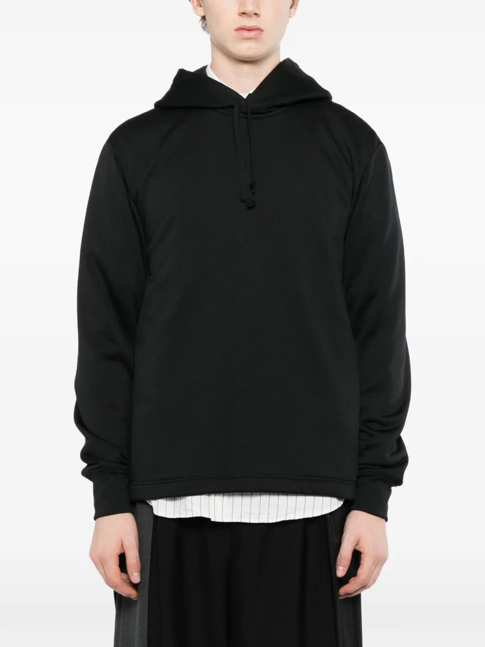Comme des Garçons Homme Plus asymmetric-hem hoodie Zwart