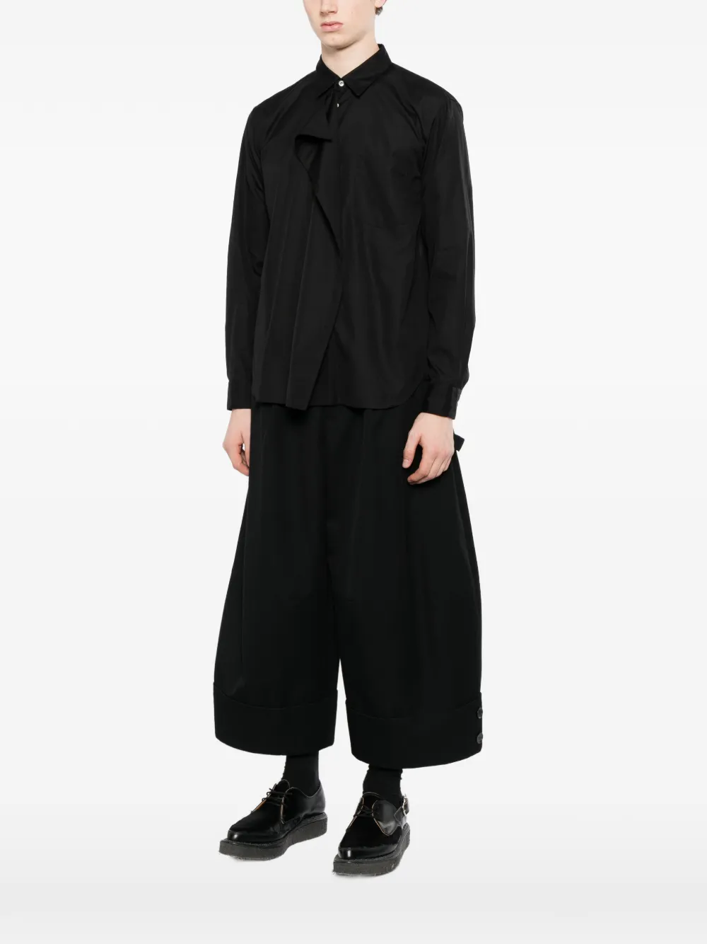 Comme des Garçons Homme Plus asymmetric-panel shirt Zwart