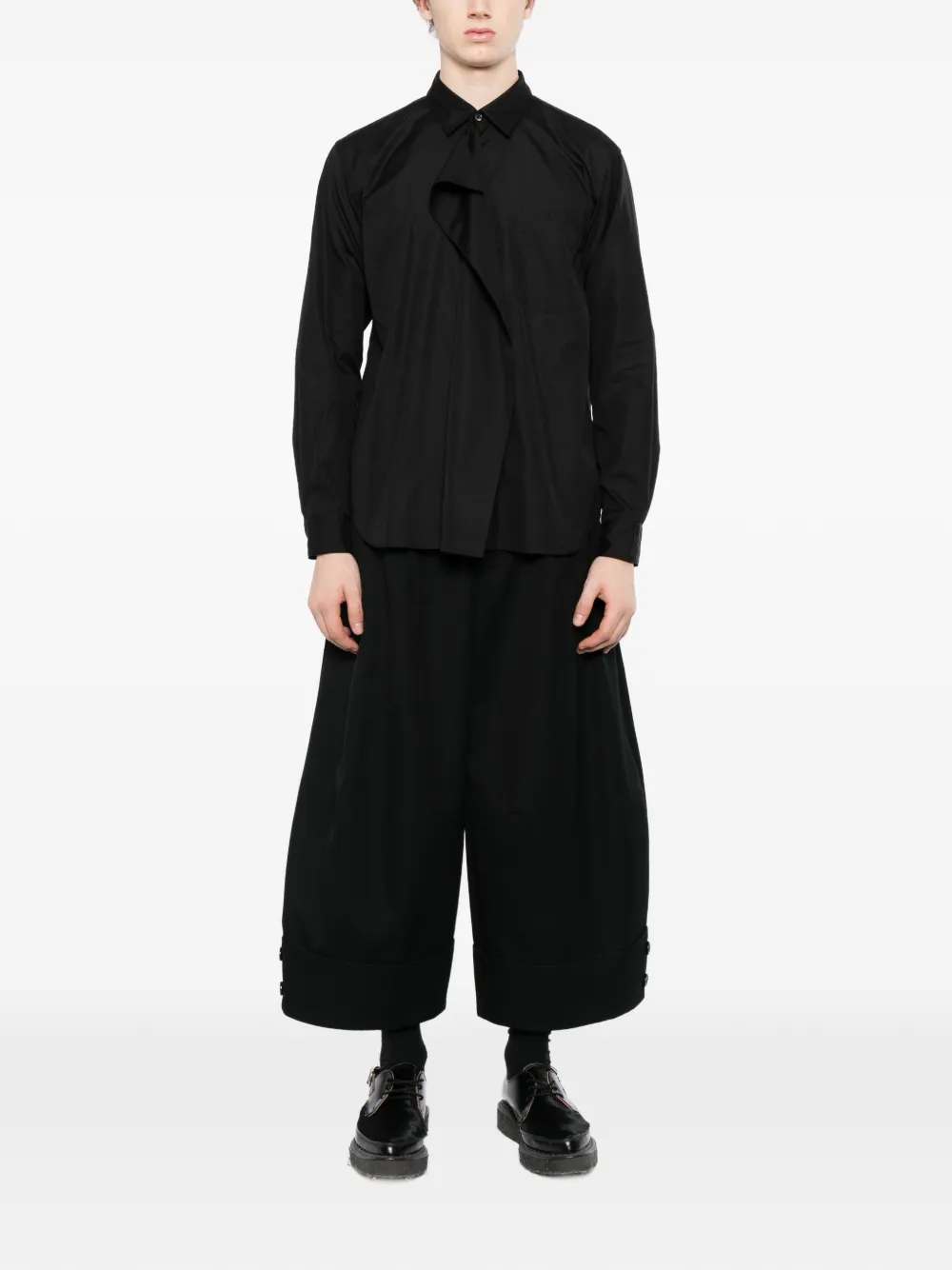Comme des Garçons Homme Plus asymmetric-panel shirt Zwart