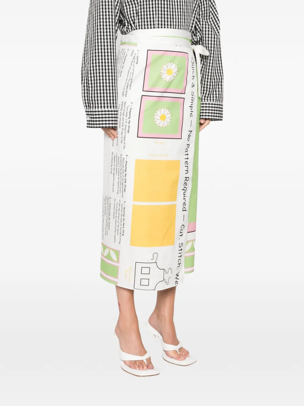Marie Adam-Leenaerdt Graphic-print Wrap Maxi Skirt in White, view 3