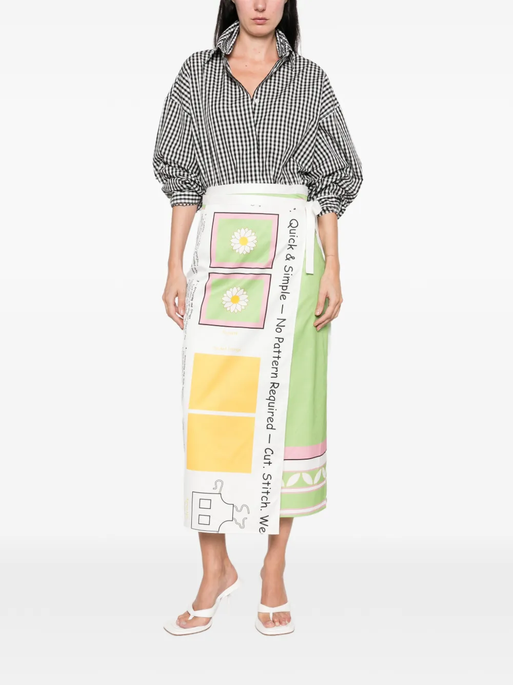 Marie Adam-Leenaerdt Graphic-print Wrap Maxi Skirt in White, view 2