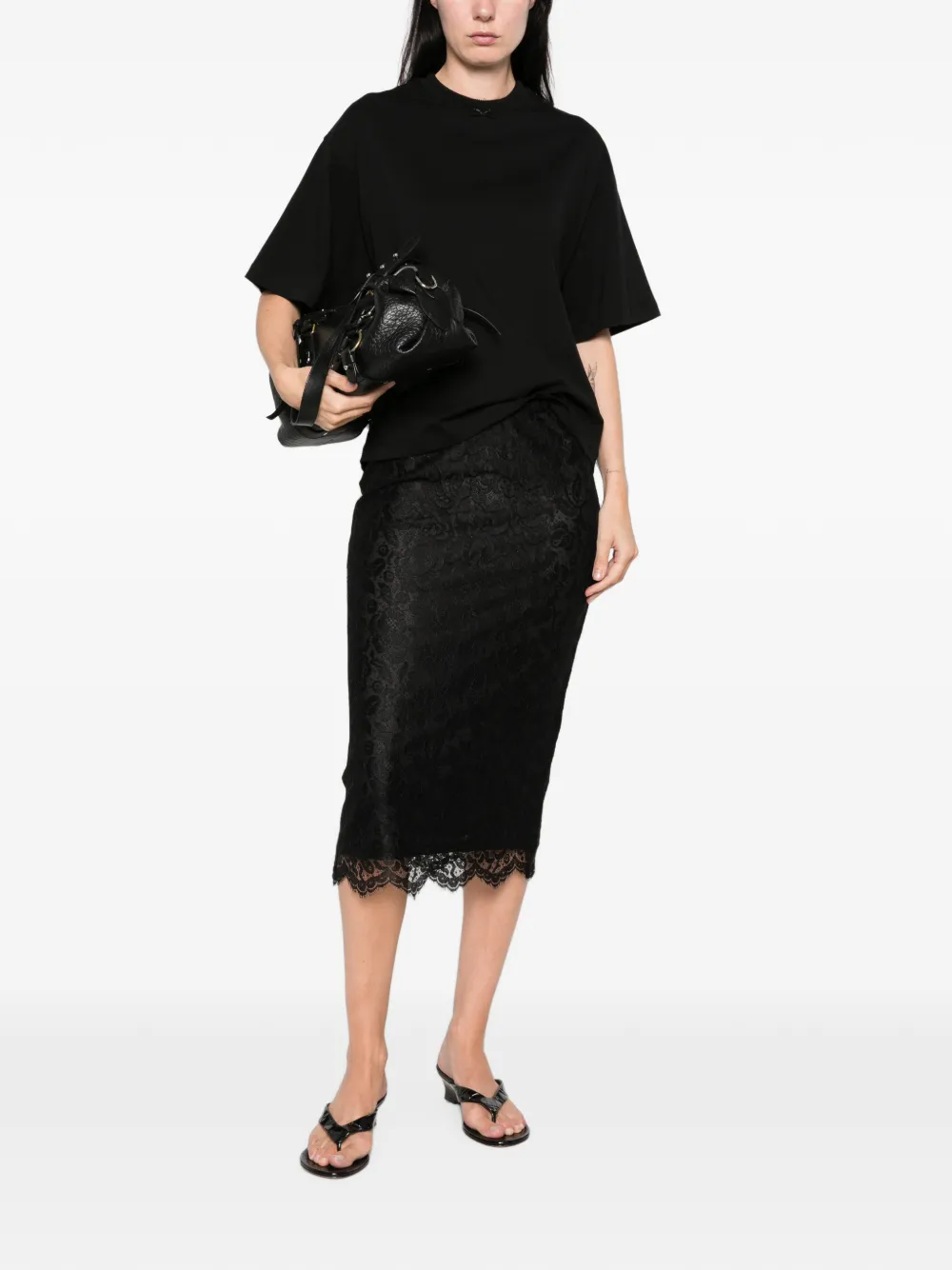 Marie Adam-Leenaerdt T-shirt met strikdetail Zwart