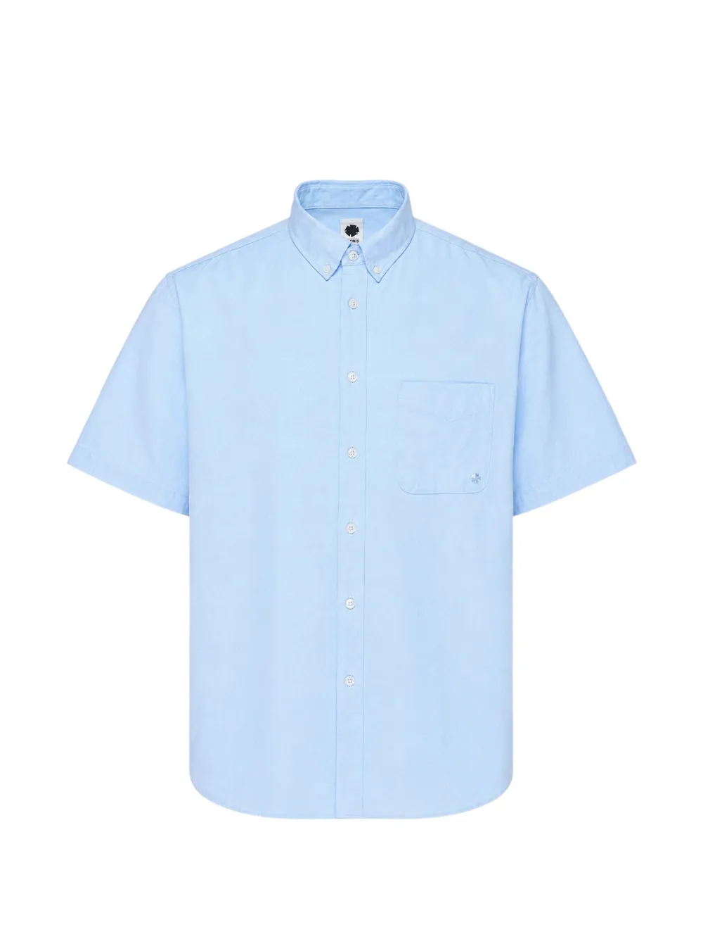 Vowels Button-down Short-sleeved Shirt In Blue