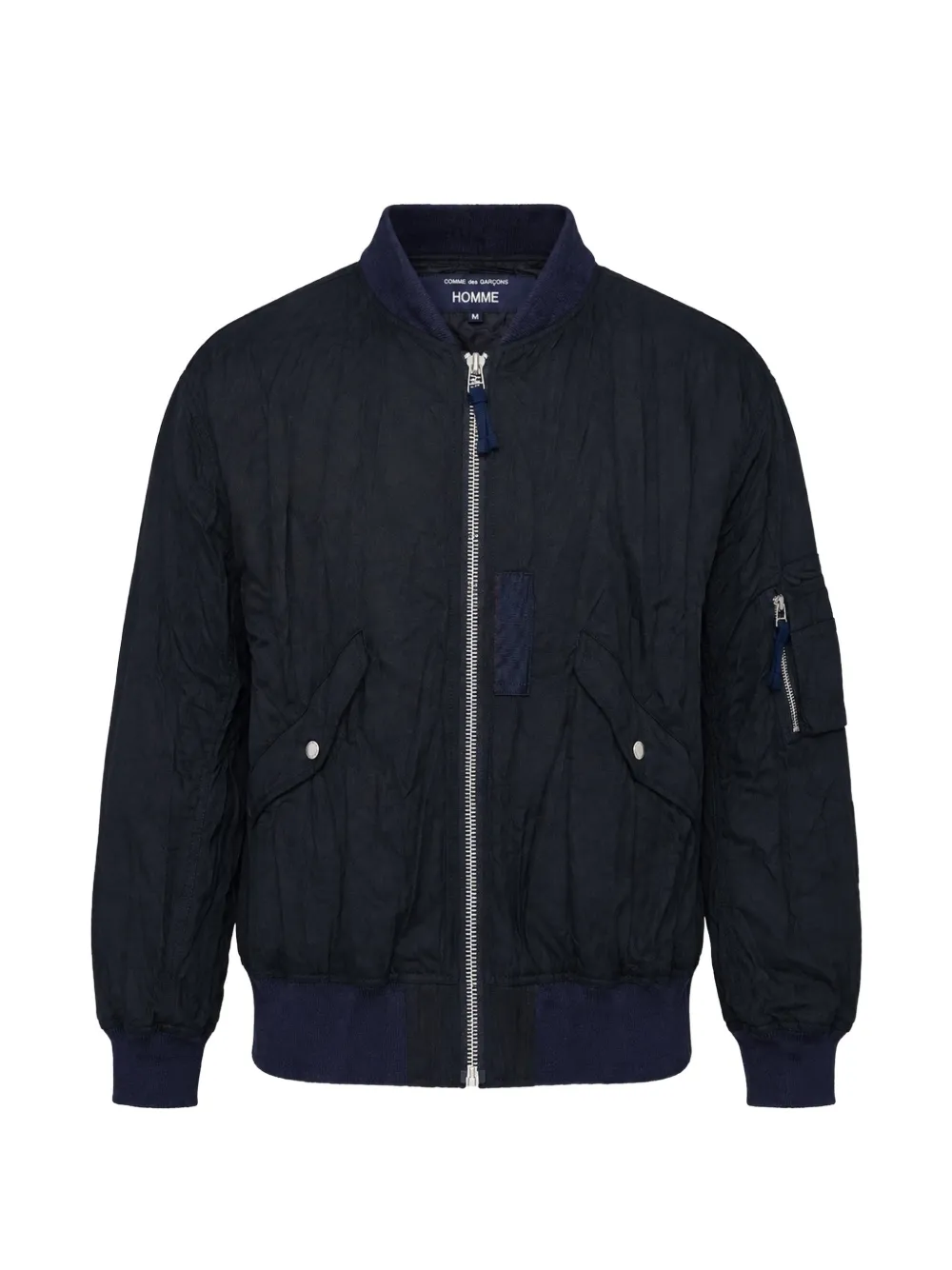 Comme des Garçons Homme crinkled zip-up bomber jacket - Blu