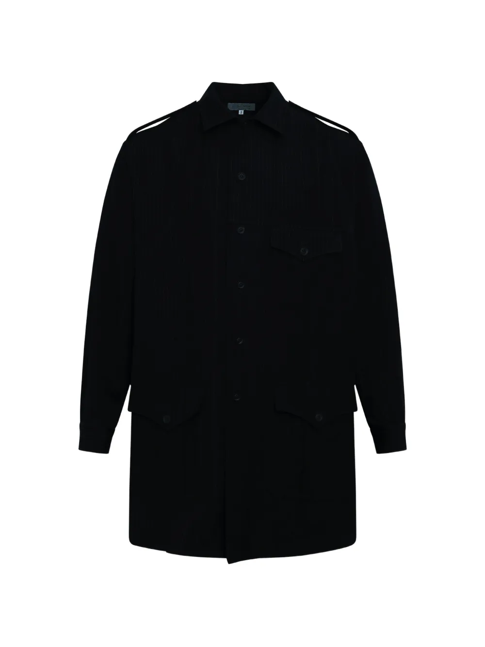 Yohji Yamamoto pinstripe-pattern epaulette coat - Nero