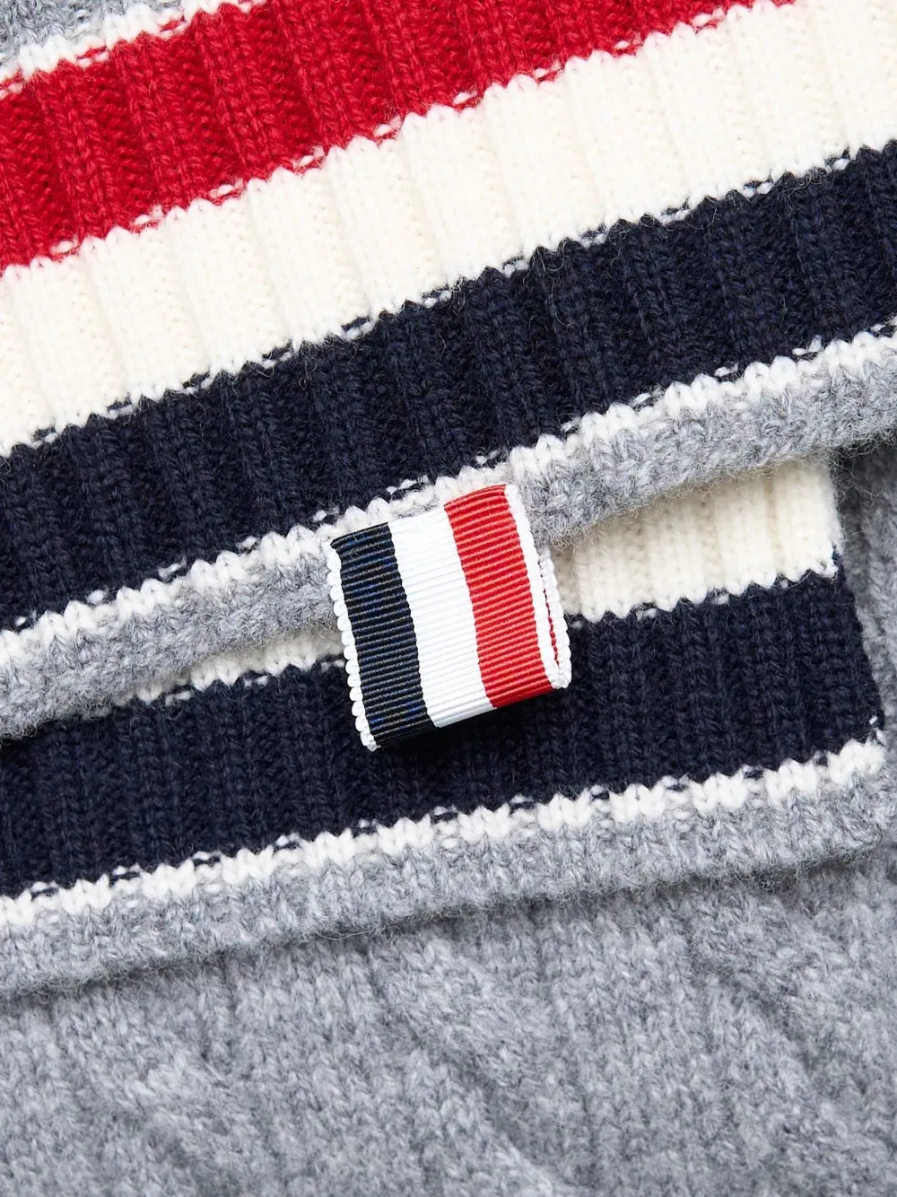 Thom Browne Kabelgebreide gestreepte sjaal Grijs