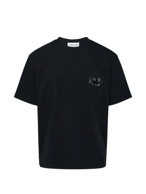 SOLID HOMME graphic-print logo-embroidered T-shirt