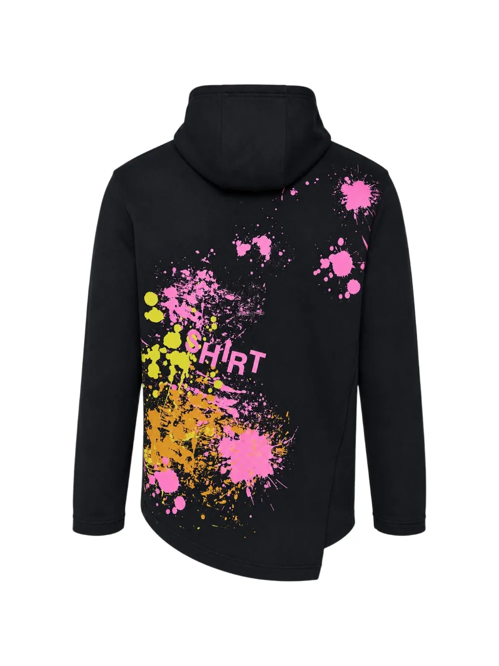 Comme Des Garçons Shirt asymmetric paint-splatter hoodie Zwart