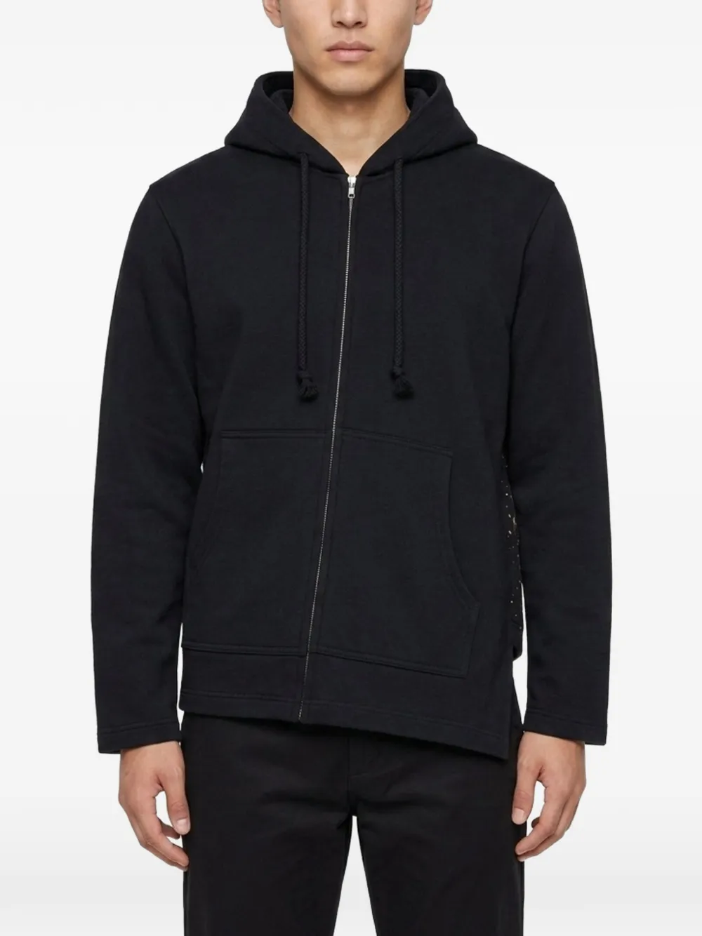 Comme Des Garçons Shirt asymmetric paint-splatter hoodie Zwart