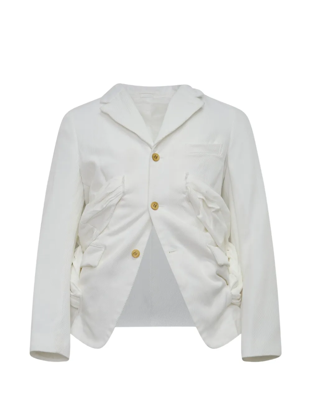 Comme des Garçons Homme Plus ruched single-breasted blazer - Bianco