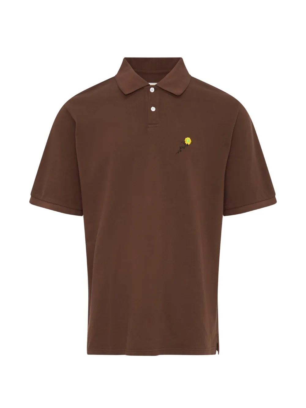 Vowels Embroidered-logo Polo Shirt In Brown