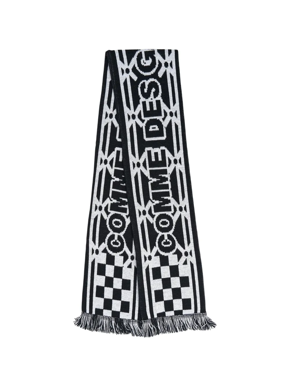 Comme Des Garçons Shirt logo-intarsia fringed scarf - Nero