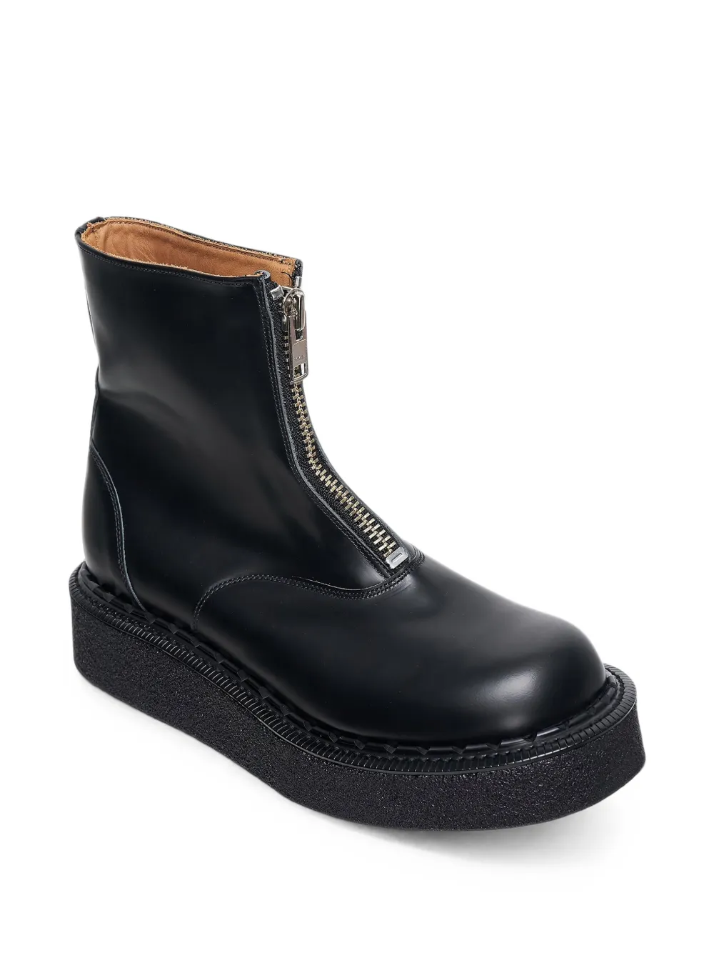 Comme des Garçons Homme Plus x George Cox front-zip platform biker boots Zwart