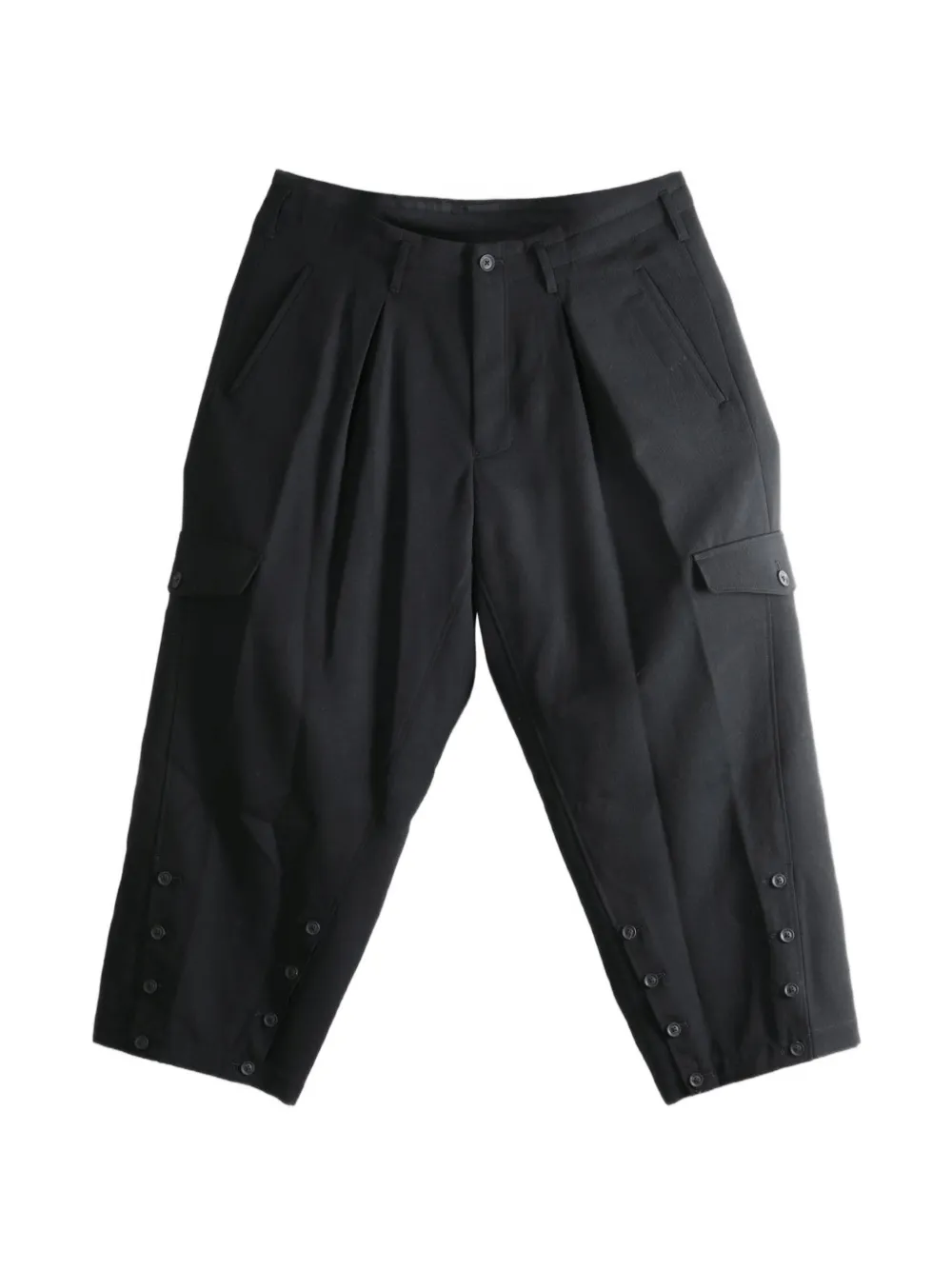 Yohji Yamamoto pantalon cargo à détails de boutons - Noir Yohji Yamamoto pantalon cargo à détails de boutons - Noir