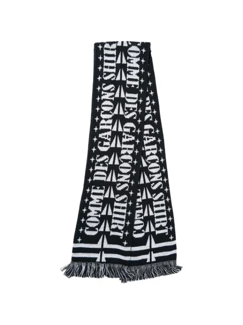 Comme Des Garçons Shirt logo-intarsia fringed scarf