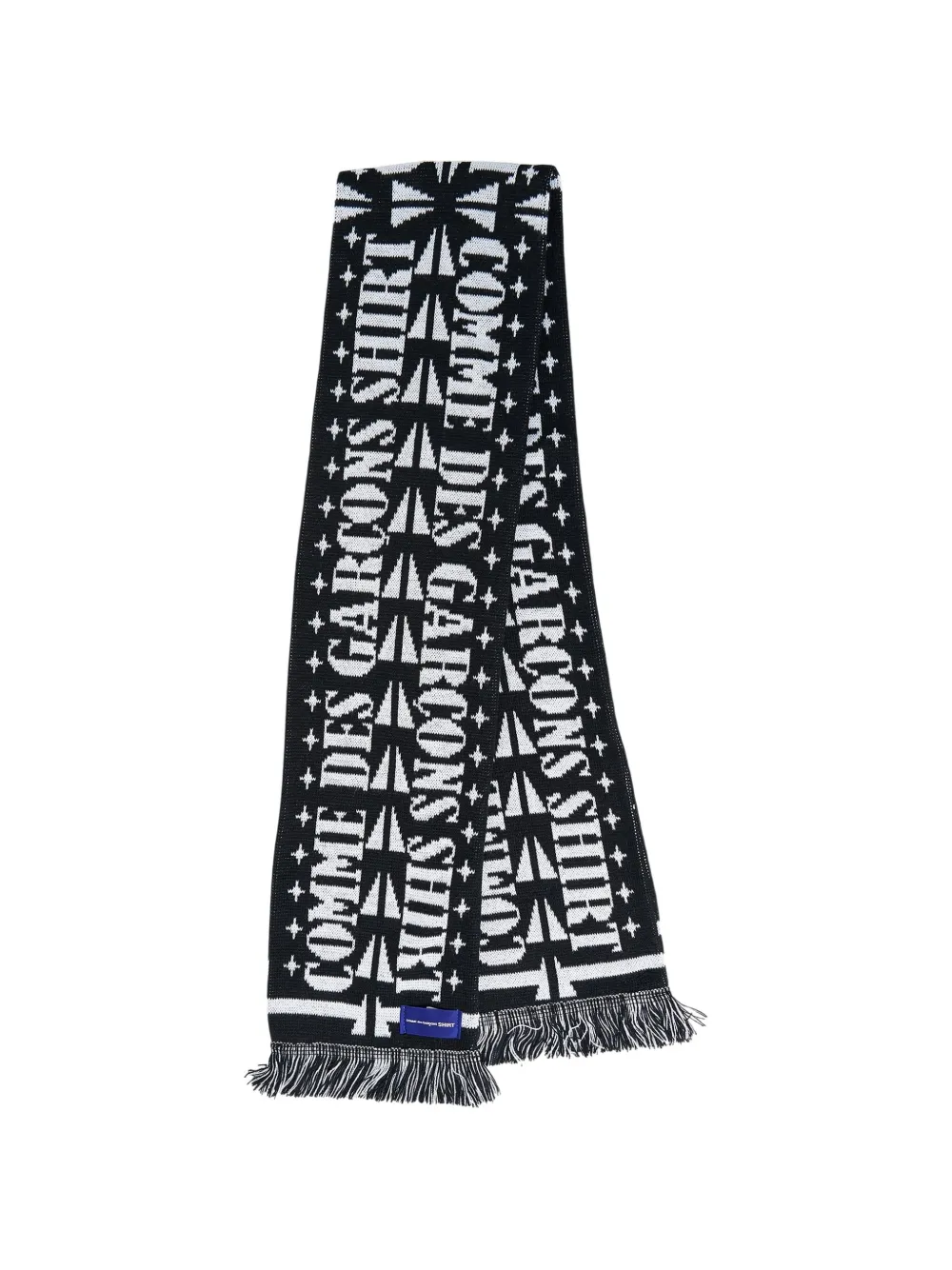 Comme Des Garçons Shirt logo-intarsia fringed scarf Zwart