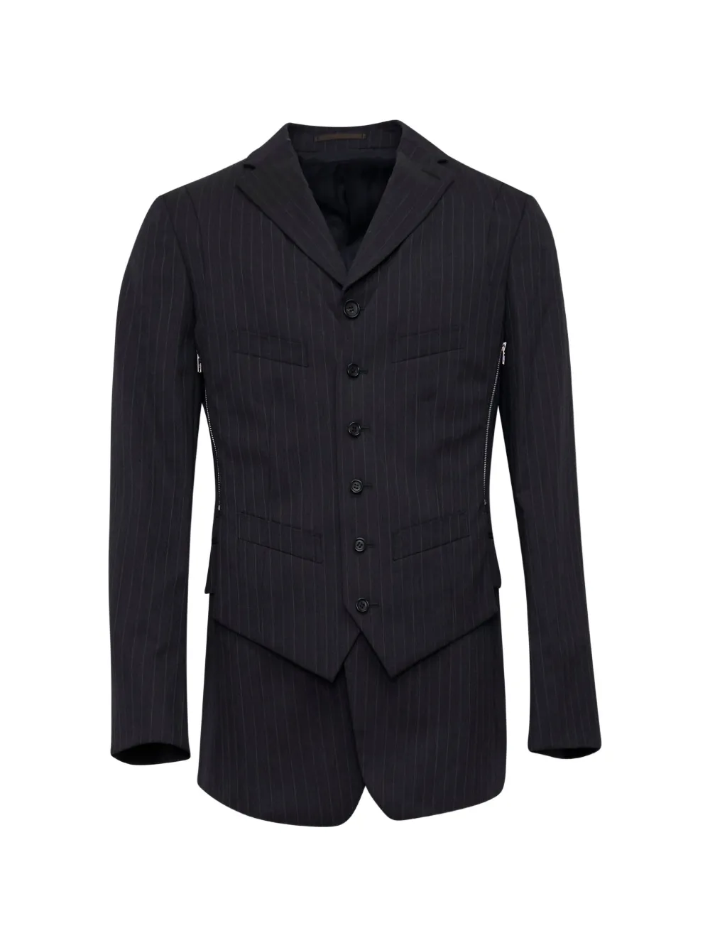 Comme des Garçons Homme Deux Dobby pinstripe-pattern zip-detail blazer - Blu